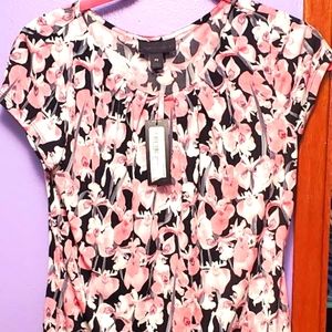 Worthington Floral Top Size SP & Cute Matching Pink Purse & Wristlet